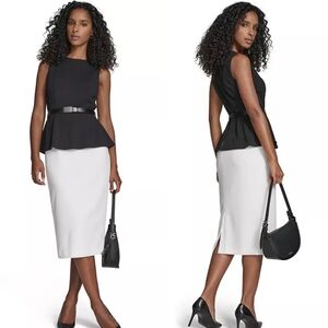 🎉NWT Calvin Klein Crewneck Color-Block Midi Dress